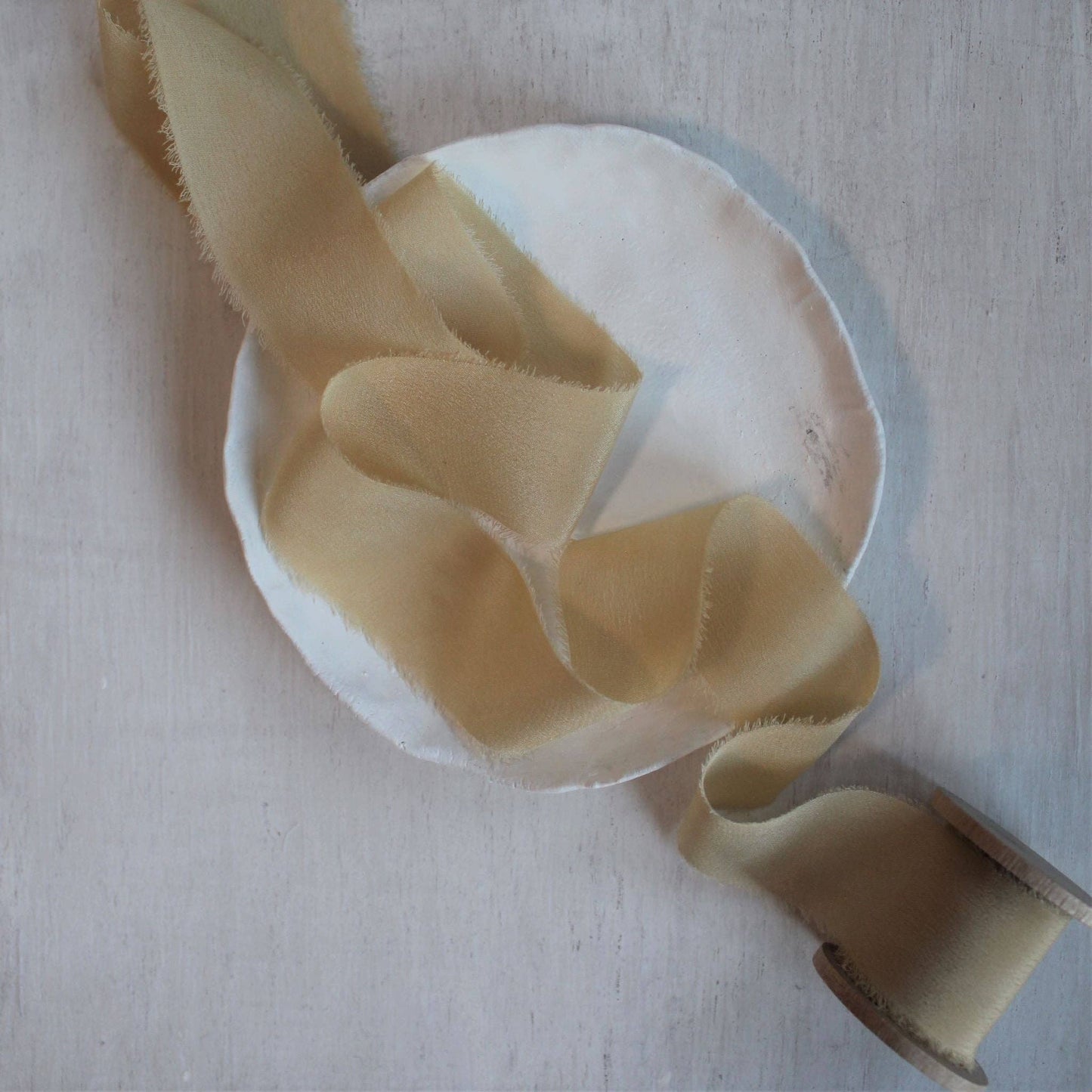 IVORY Silk Crepe de Chine Ribbon Hand Torn