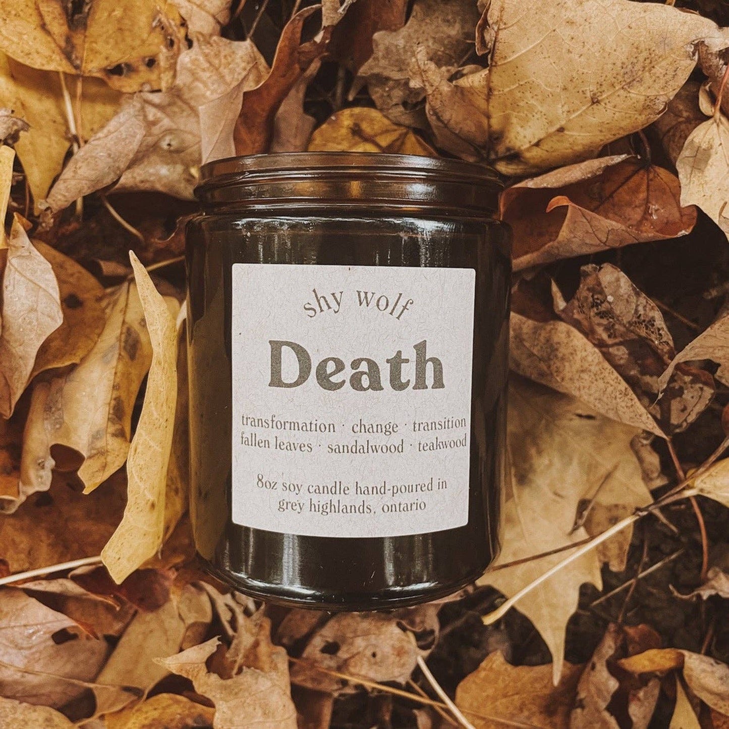 Death Tarot Card Candle - Black Wax Soy Candle, Sandalwood