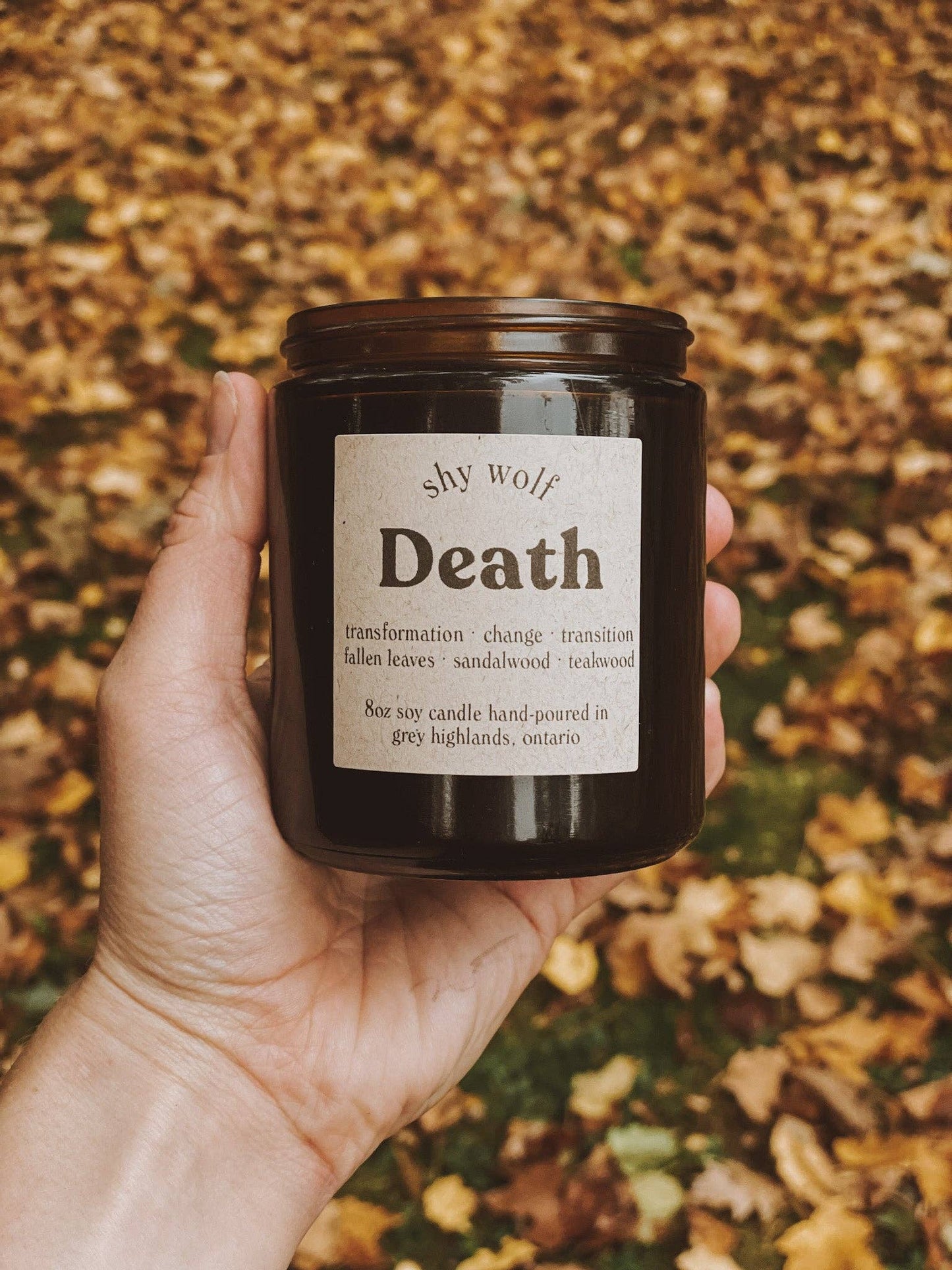 Death Tarot Card Candle - Black Wax Soy Candle, Sandalwood