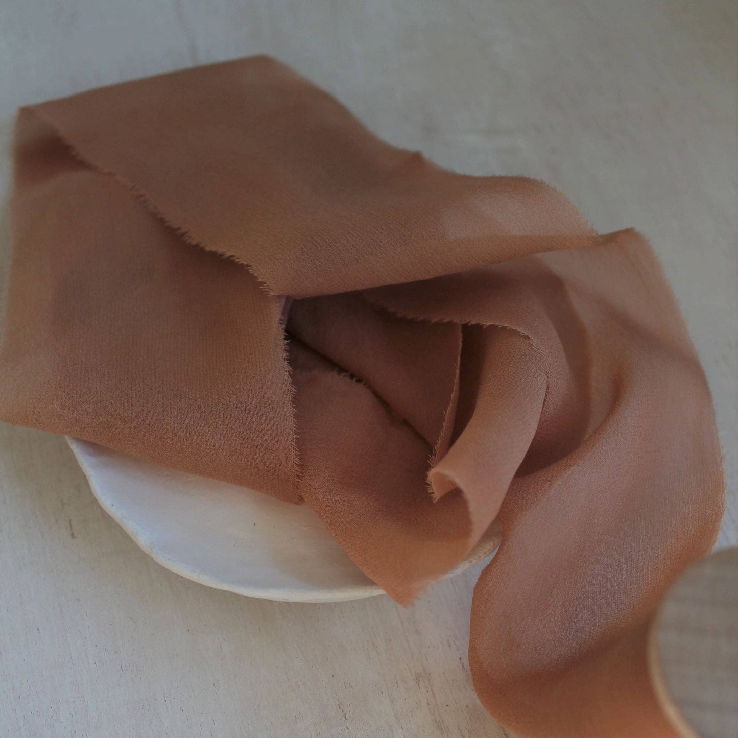 TERRA COTTA Silk Chiffon Ribbon Hand Torn