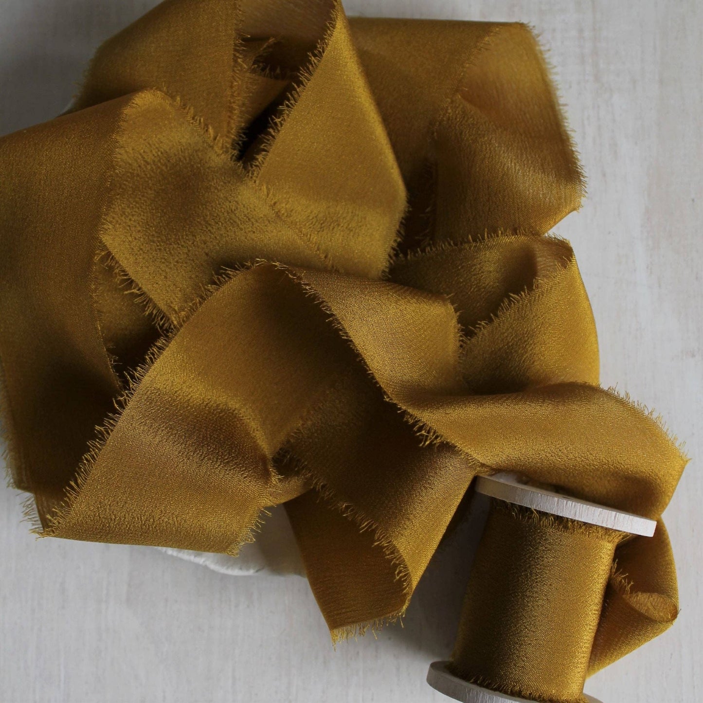 MARIGOLD Silk Ribbon, Crepe de Chine Hand Torn
