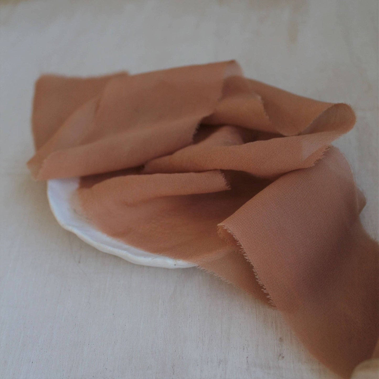 TERRA COTTA Silk Chiffon Ribbon Hand Torn