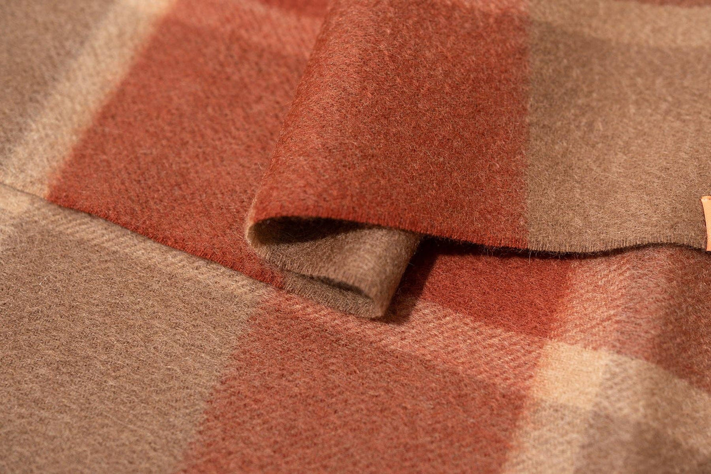 Plaid Cashmere Scarf - Warm Brown Accents