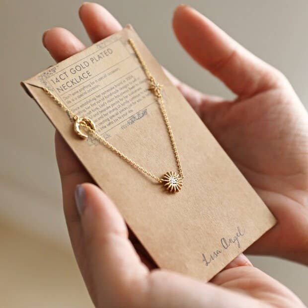 Sun and Moon Chain Necklace in Gold