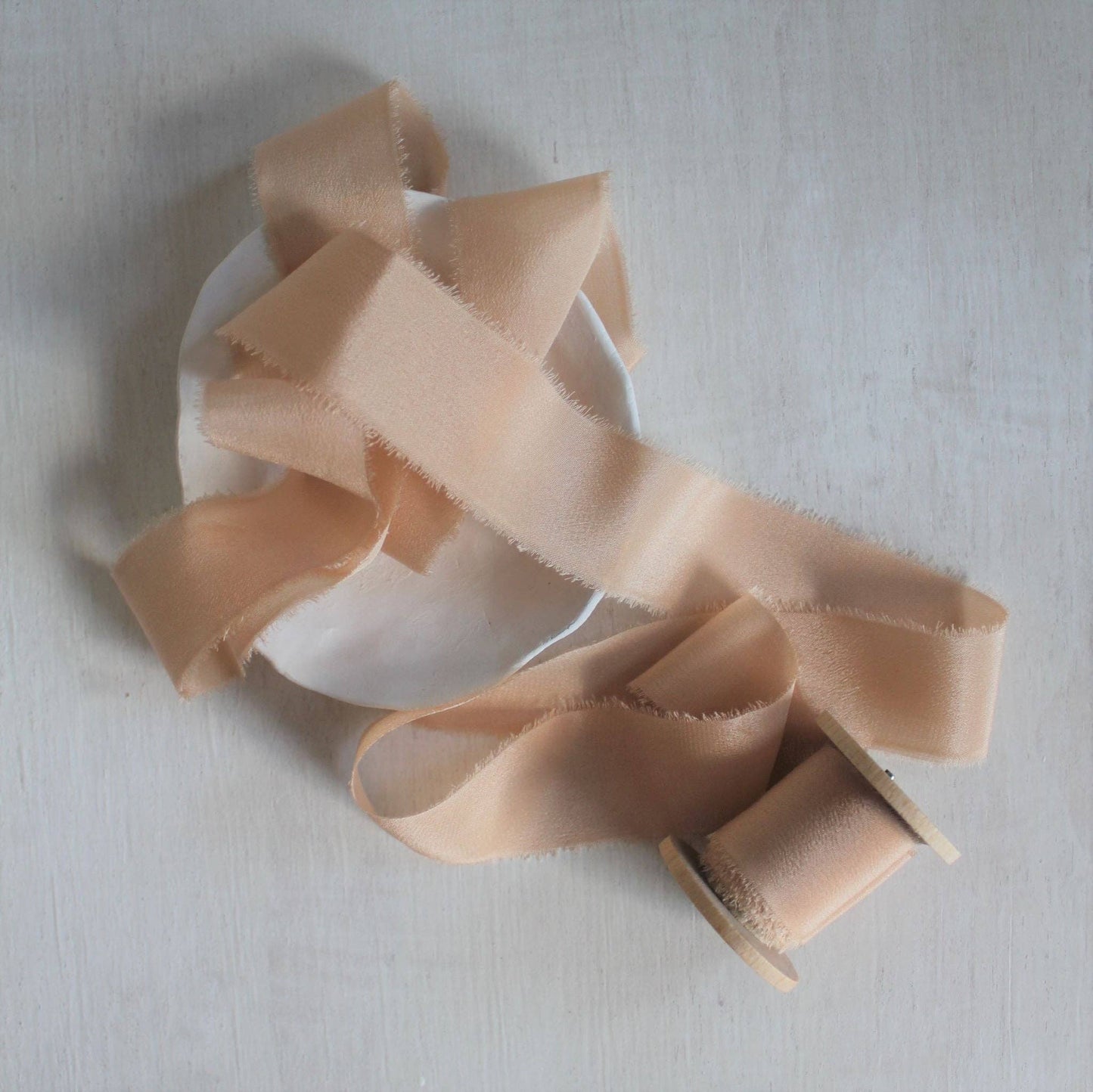 Touch of Pink Silk Crepe de Chine Ribbon Hand Torn