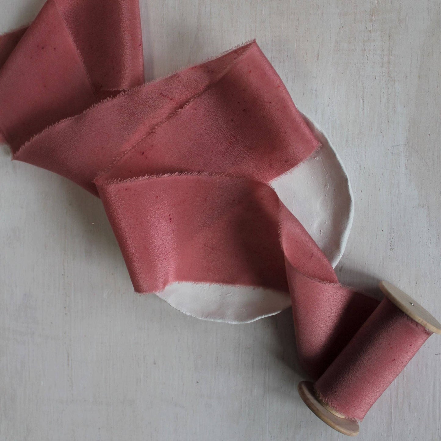 ROSEWOOD Silk Crepe de Chine Ribbon Hand Torn *2 Yards