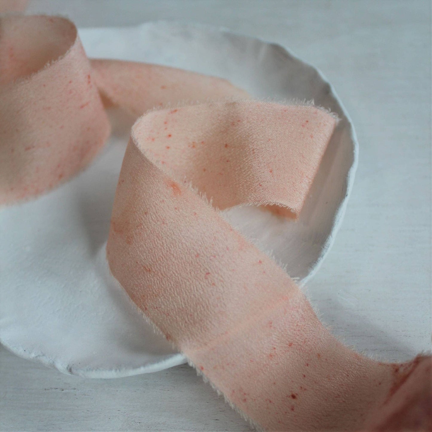 Pink Blush Silk Crepe de Chine Ribbon Hand Torn