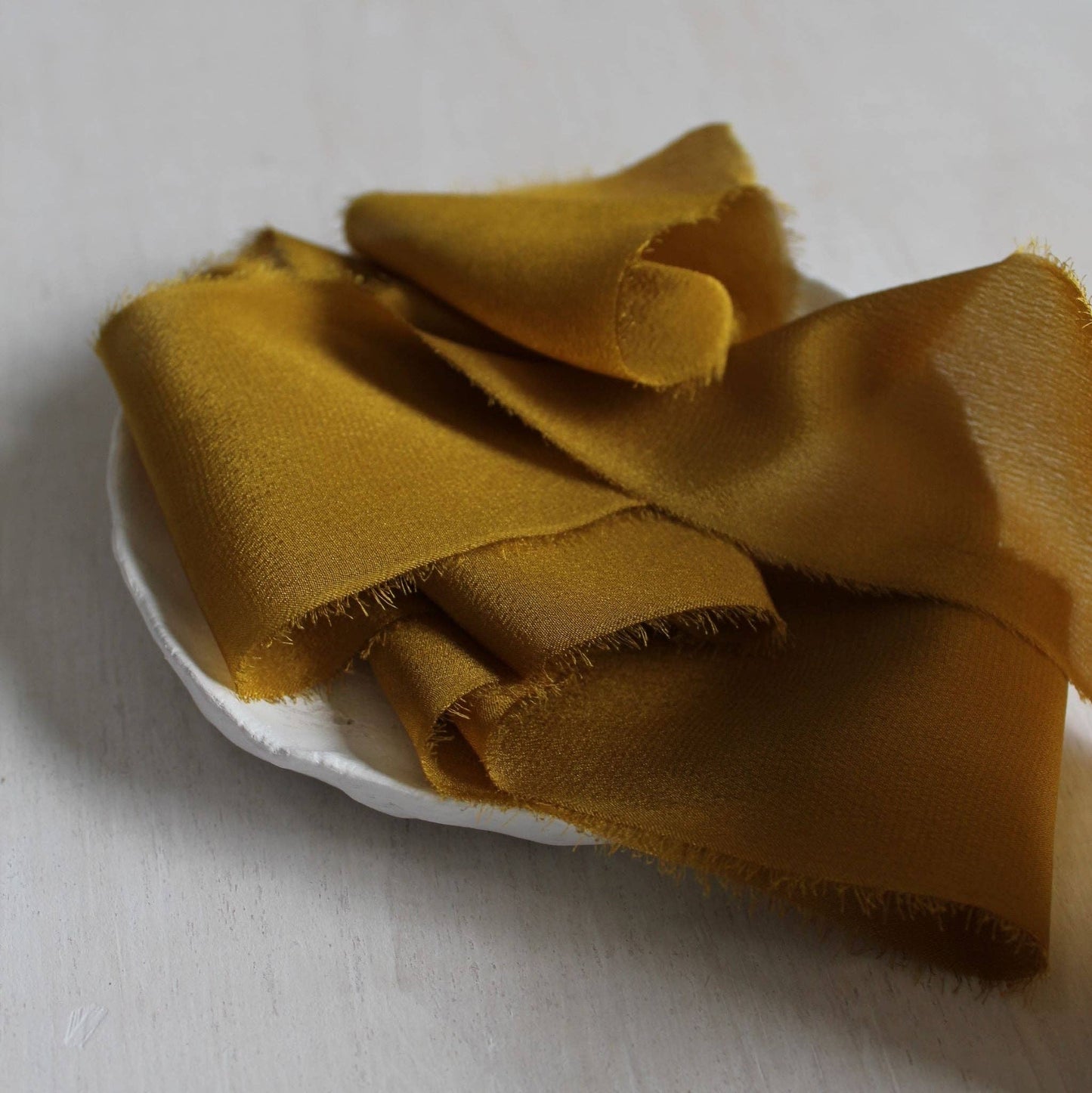 MARIGOLD Silk Ribbon, Crepe de Chine Hand Torn