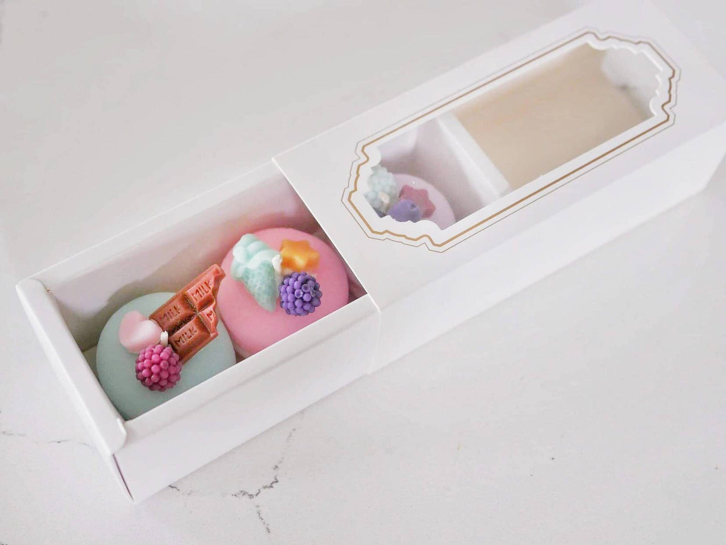 Macaron Dessert Candle Trio | Soy wax