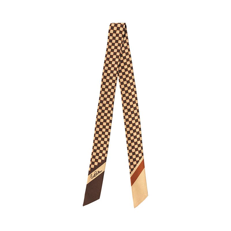 “Checkerboard” Silk Skinny Scarf