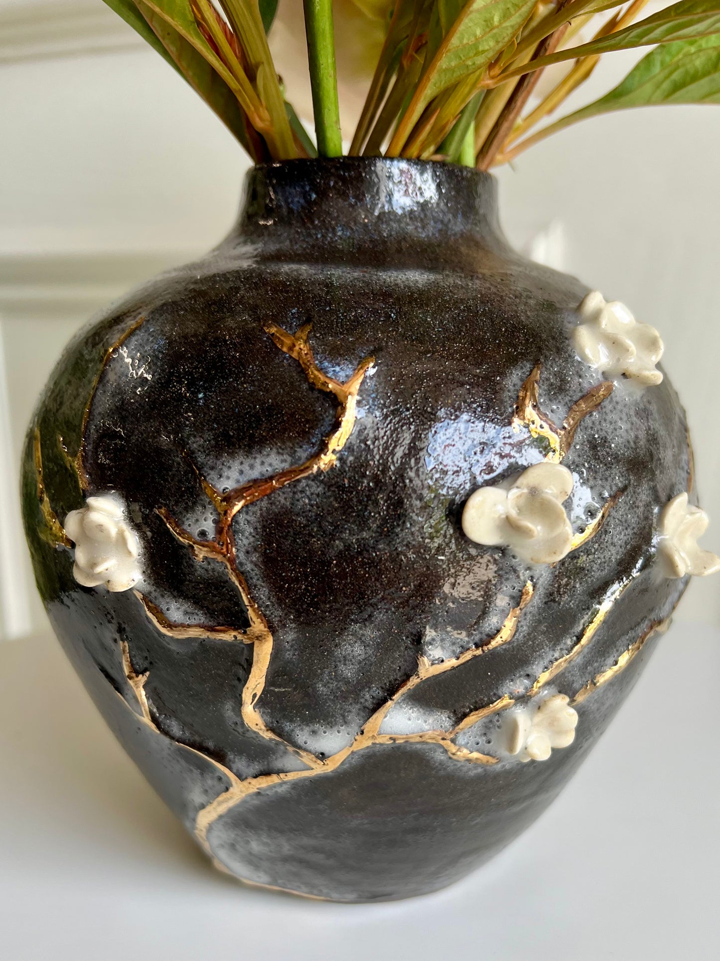 Phalsiii Ceramics Black and Gold Vase