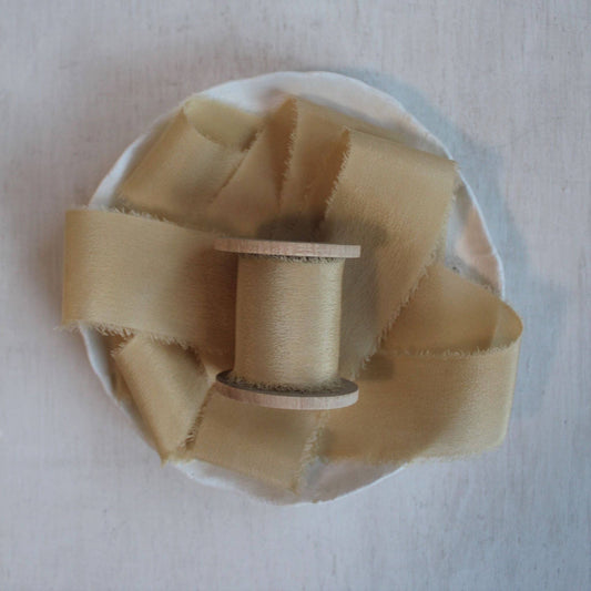 IVORY Silk Crepe de Chine Ribbon Hand Torn