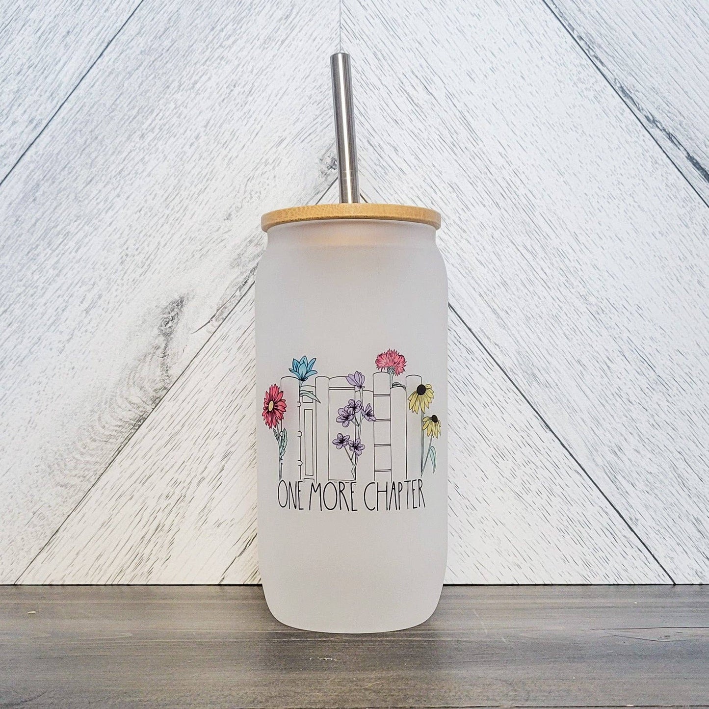 One More Chapter Frosted Glass Can with Bamboo Lid | Bookish