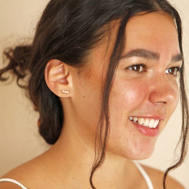 Pearl Peas in a Pod Earrings in Gold (3 Peas)