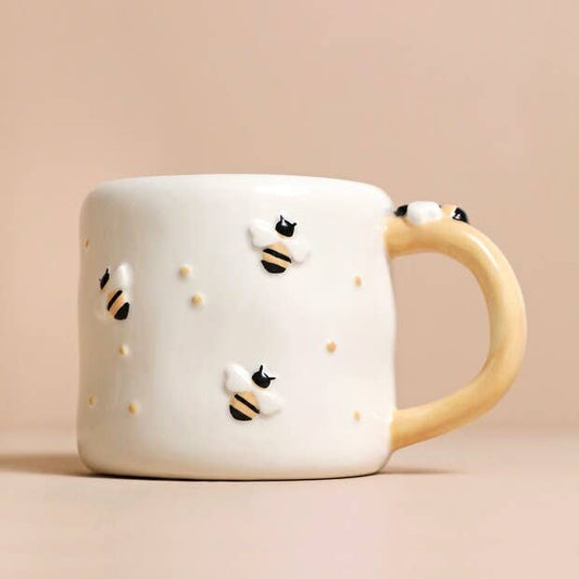 Textured Ceramic Bee Mug