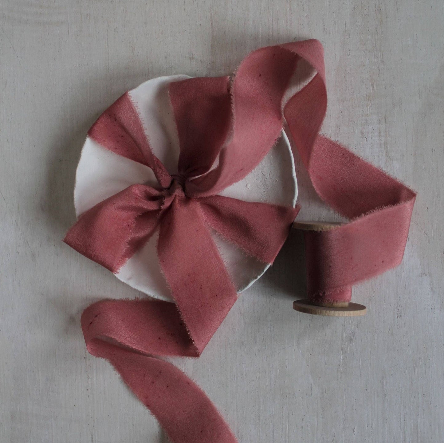 ROSEWOOD Silk Crepe de Chine Ribbon Hand Torn *2 Yards