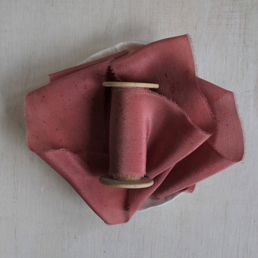 ROSEWOOD Silk Crepe de Chine Ribbon Hand Torn *2 Yards