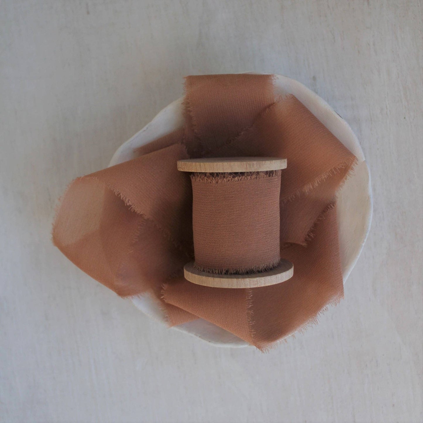 TERRA COTTA Silk Chiffon Ribbon Hand Torn