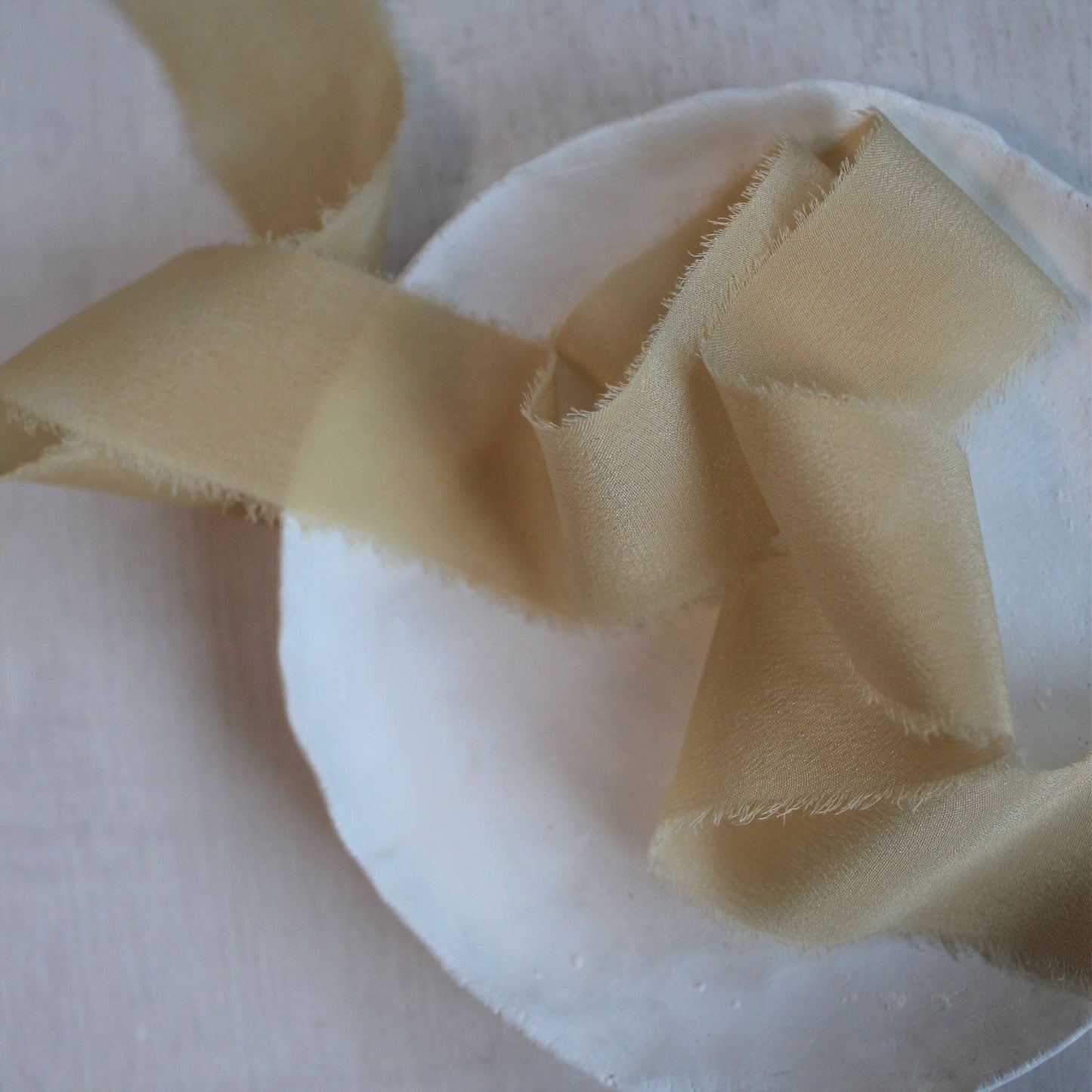 IVORY Silk Crepe de Chine Ribbon Hand Torn