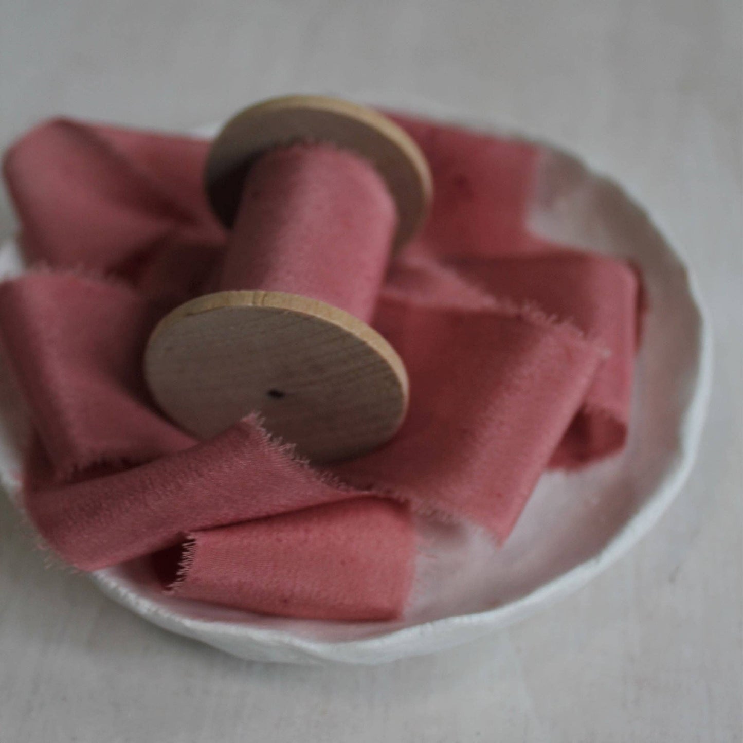 ROSEWOOD Silk Crepe de Chine Ribbon Hand Torn *2 Yards
