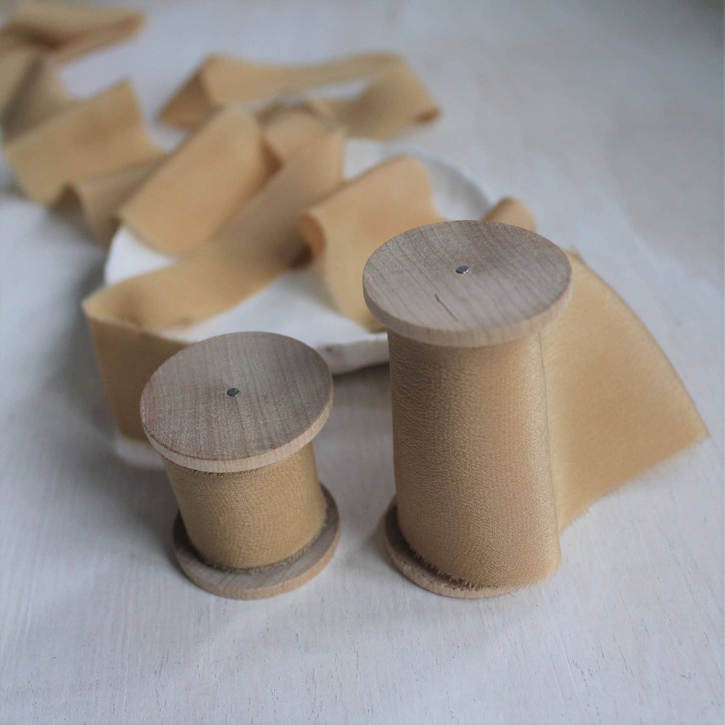 CARAMEL Silk Crepe de Chine Ribbon Hand Torn
