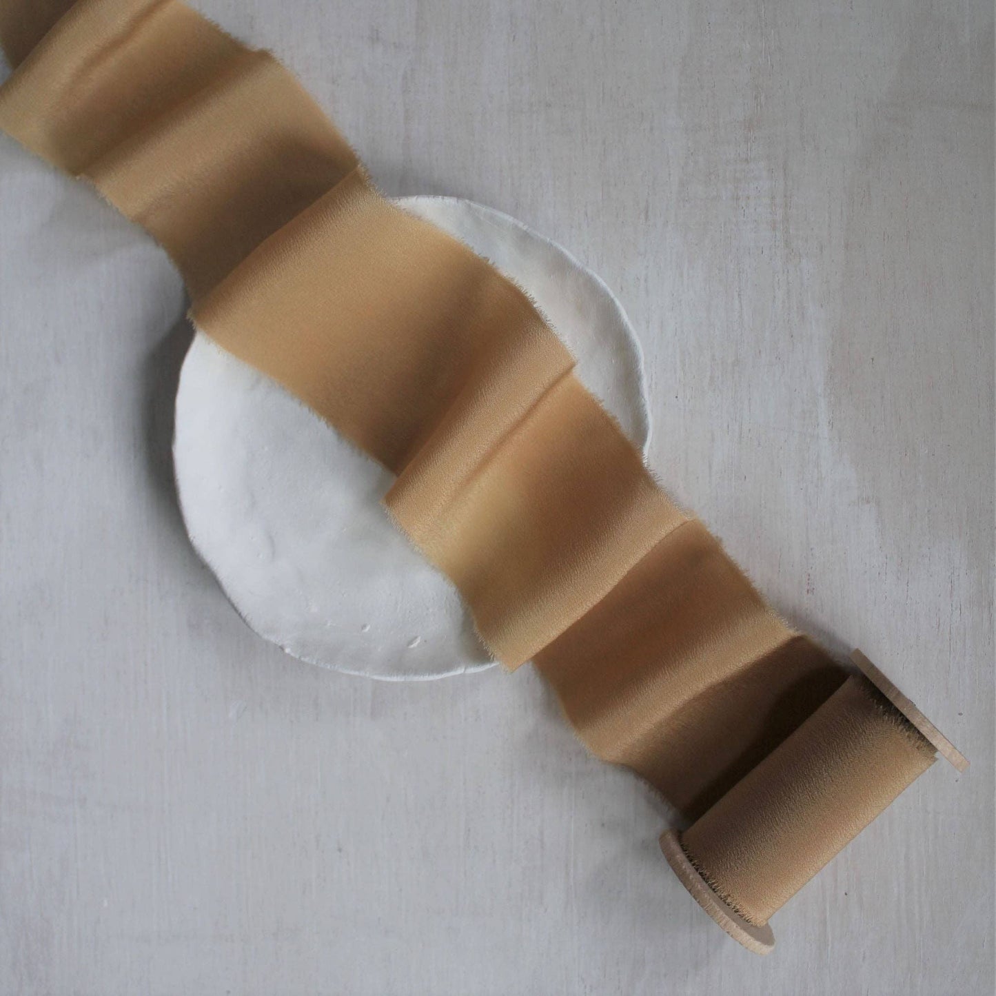 CARAMEL Silk Crepe de Chine Ribbon Hand Torn