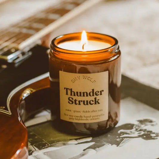 Thunderstruck Candle - rain, mint grass - AC/DC Rocker Decor