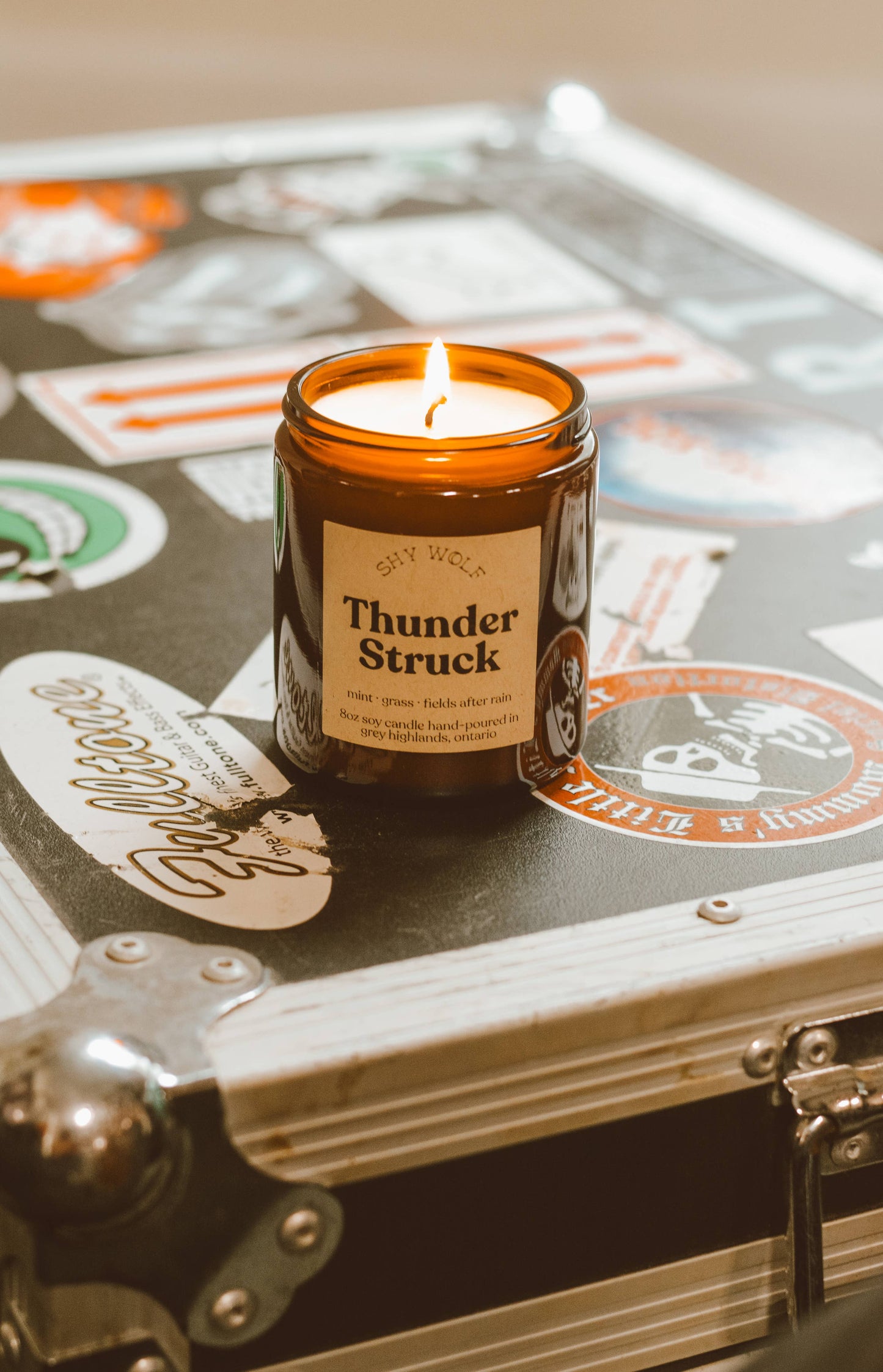 Thunderstruck Candle - rain, mint grass - AC/DC Rocker Decor
