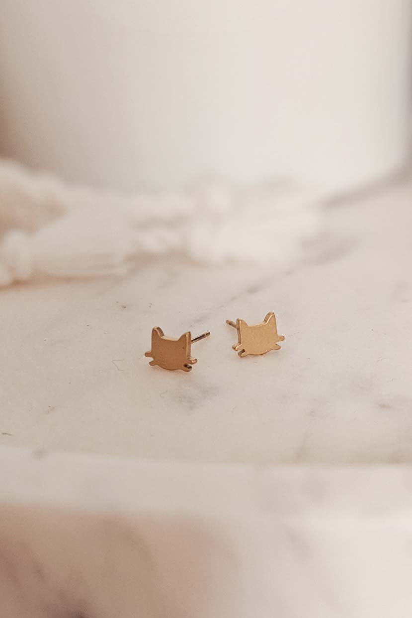 Cats Gold Plated Earrings