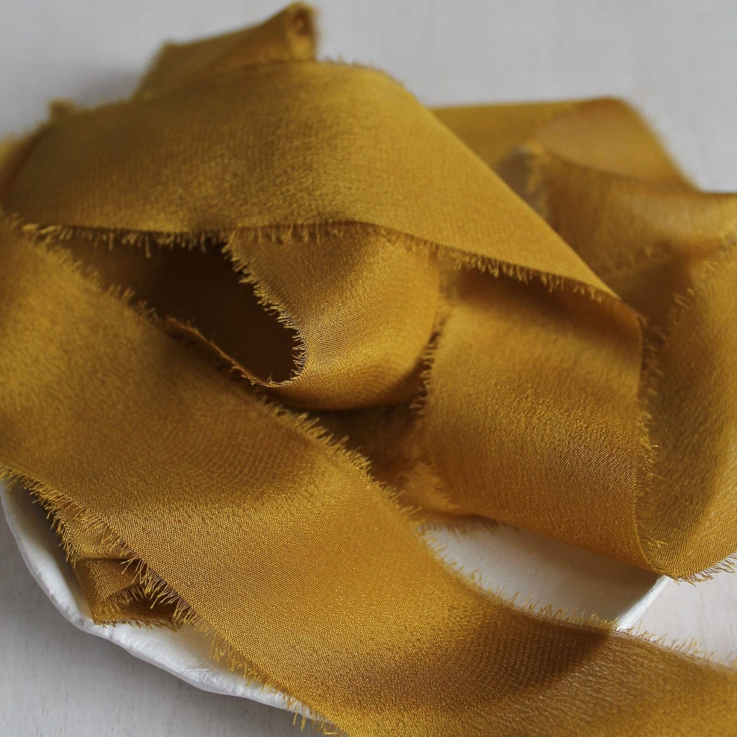MARIGOLD Silk Ribbon, Crepe de Chine Hand Torn
