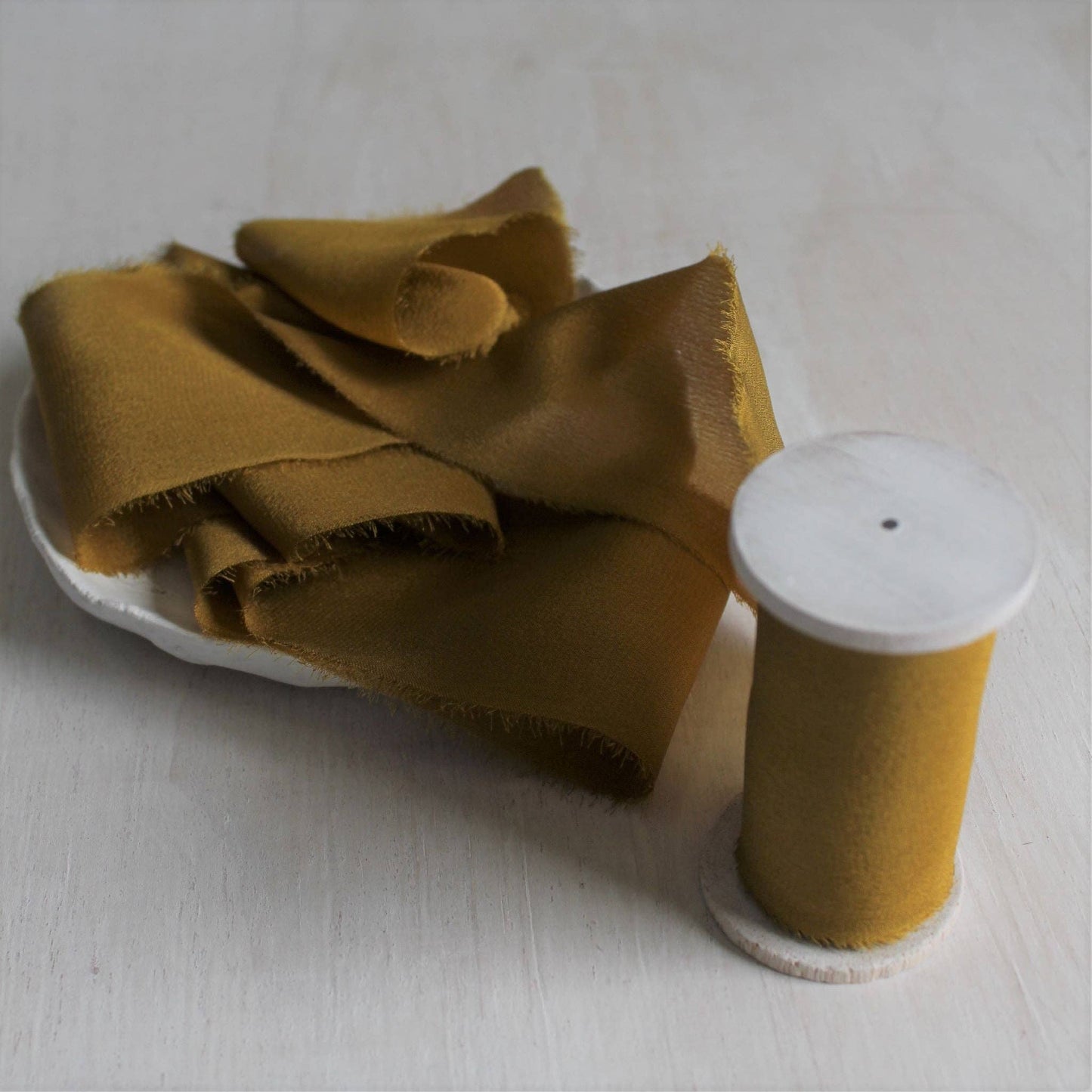 MARIGOLD Silk Ribbon, Crepe de Chine Hand Torn