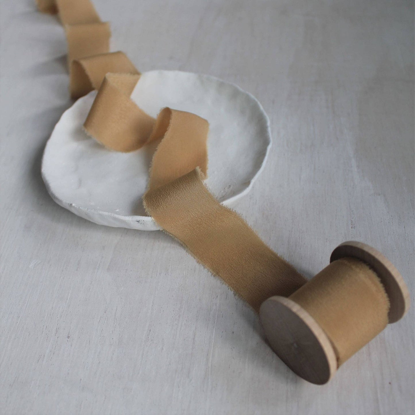 CARAMEL Silk Crepe de Chine Ribbon Hand Torn