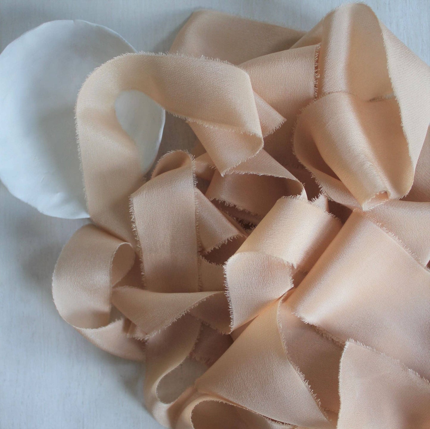 Touch of Pink Silk Crepe de Chine Ribbon Hand Torn
