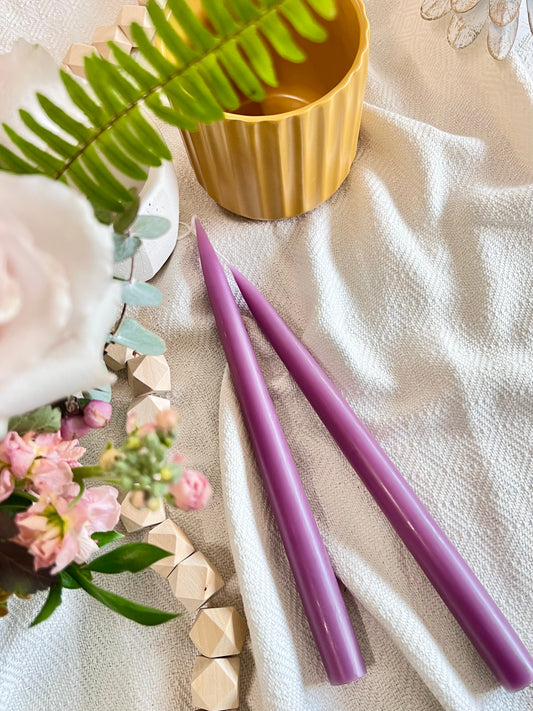 Light Heather Danish Taper Candle | A Pair