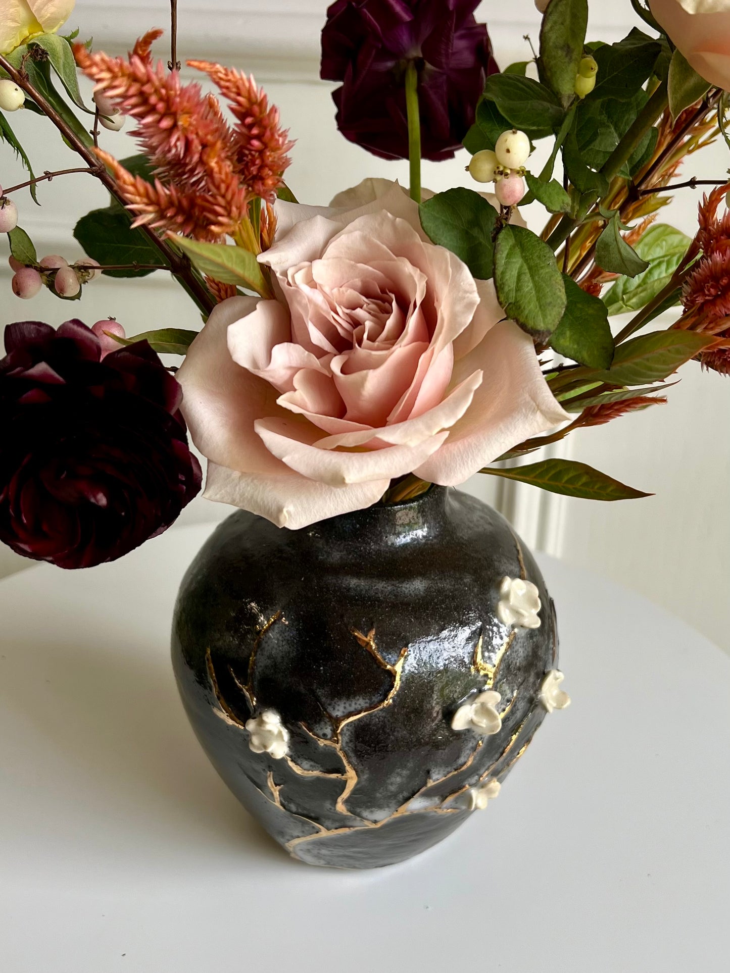 Phalsiii Ceramics Black and Gold Vase