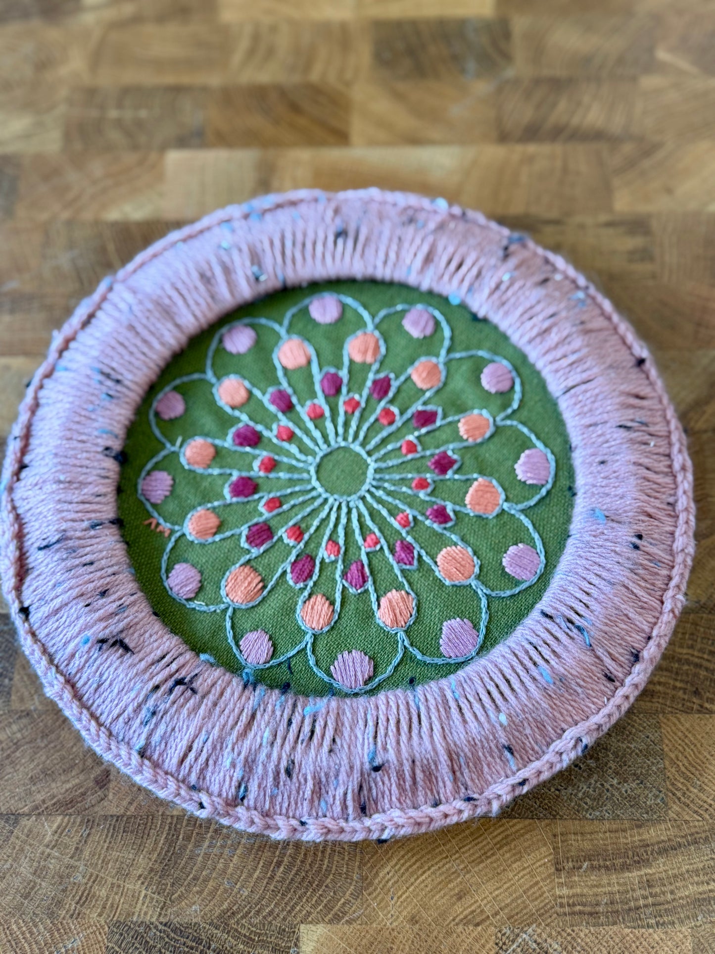 Hand-Stitched Mandala Embroidery Décor