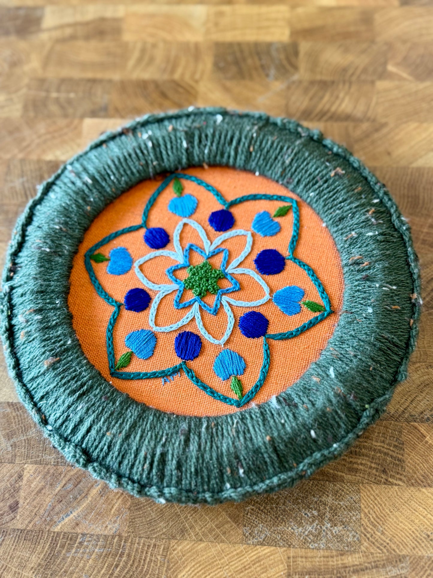 Hand-Stitched Mandala Embroidery Décor