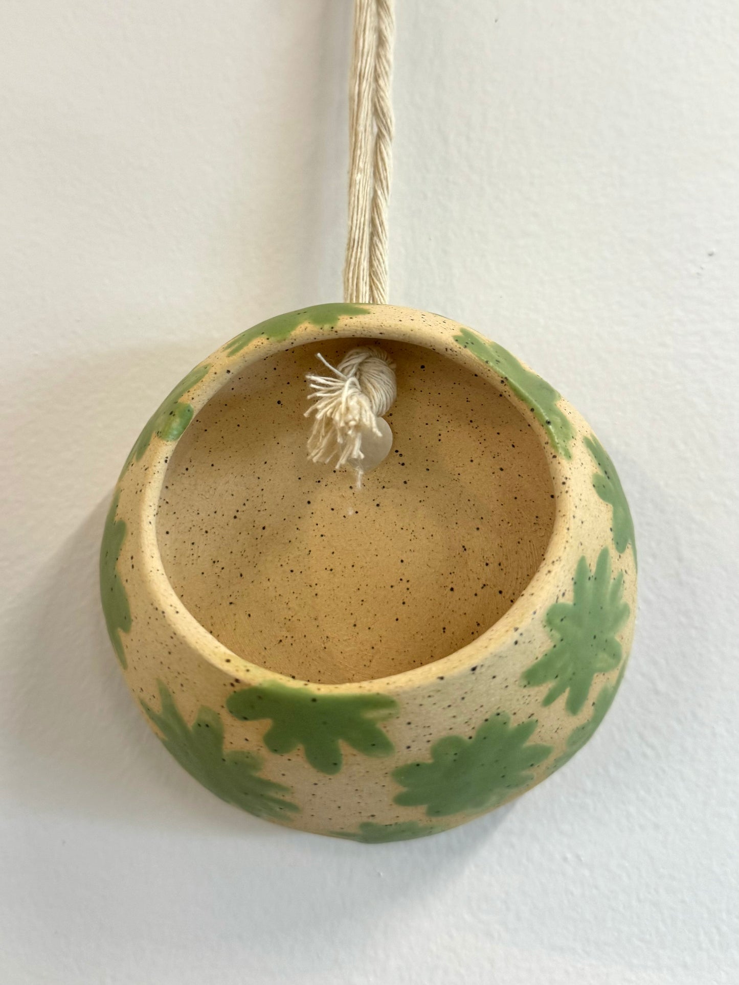 Phalsiii Ceramics Hanging Wall Planter - Green Flowers