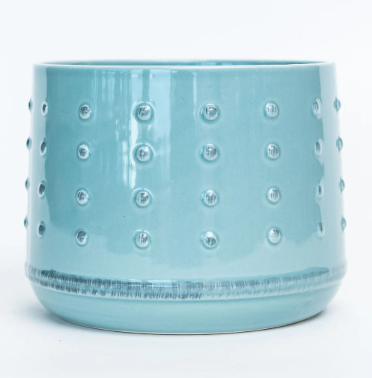 Dotted Aqua Dolomite Pot
