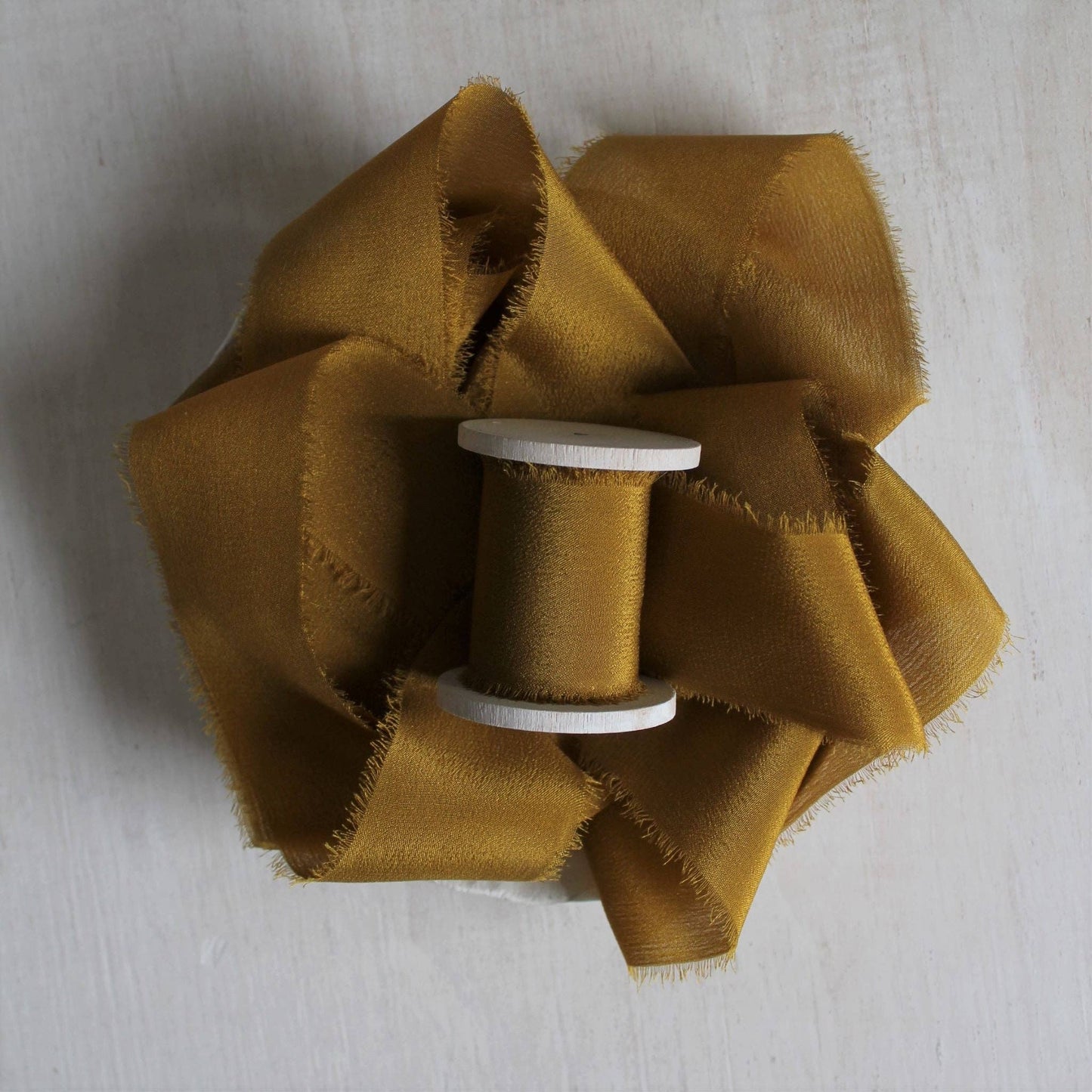 MARIGOLD Silk Ribbon, Crepe de Chine Hand Torn