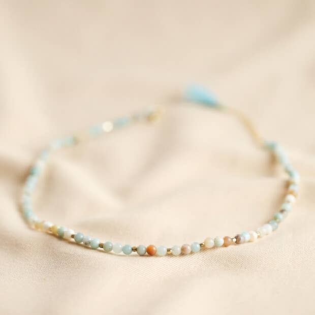 Semi-Precious Stone Beaded Necklace in Pastel Green