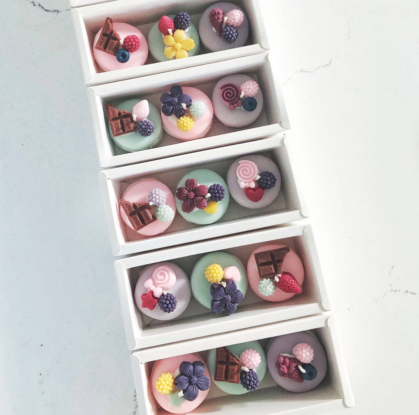 Macaron Dessert Candle Trio | Soy wax