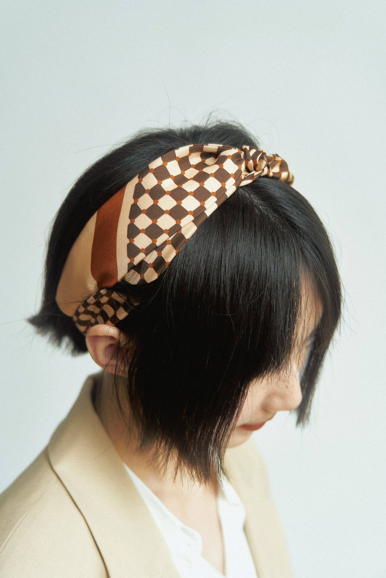 “Checkerboard” Silk Skinny Scarf