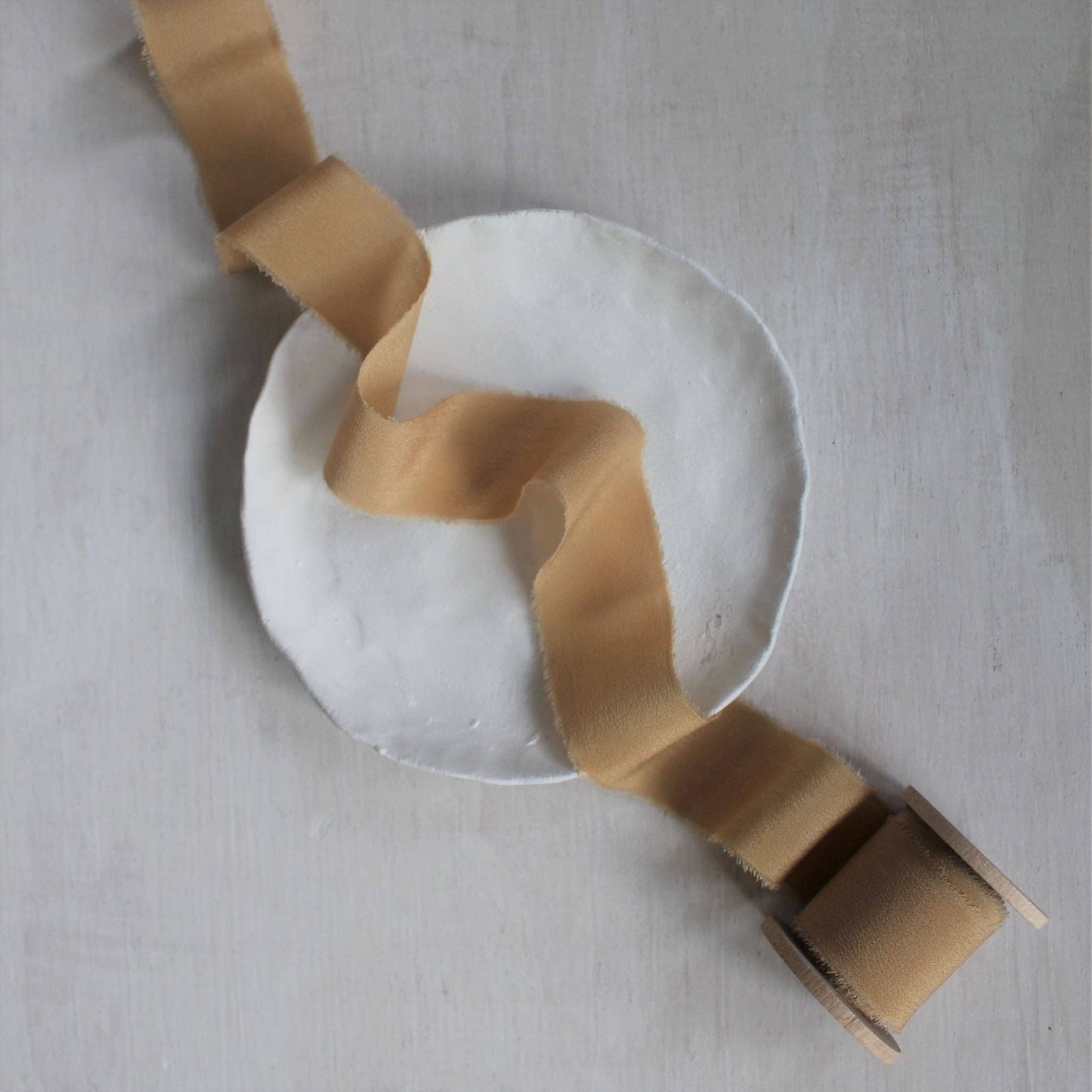 CARAMEL Silk Crepe de Chine Ribbon Hand Torn
