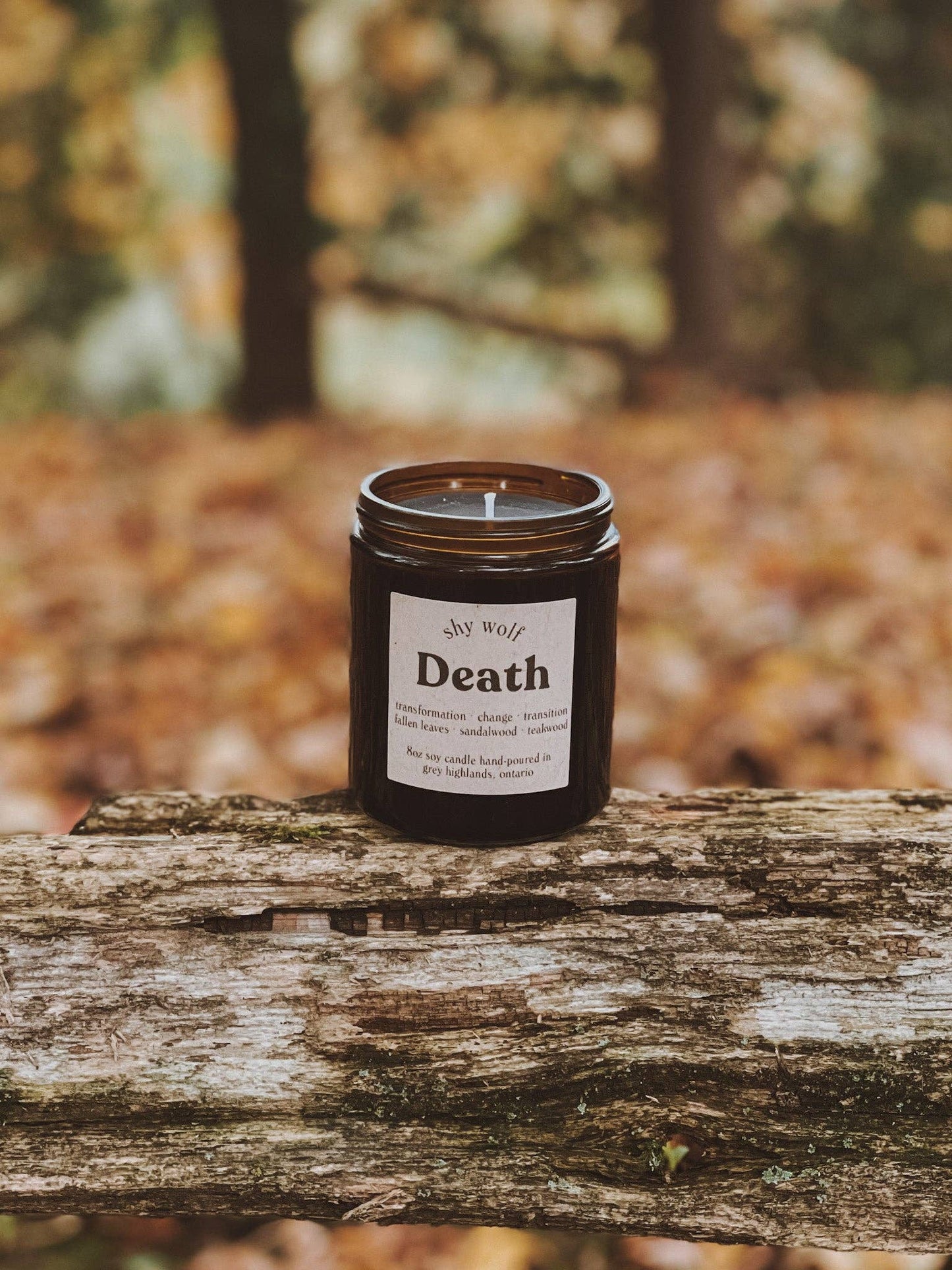 Death Tarot Card Candle - Black Wax Soy Candle, Sandalwood