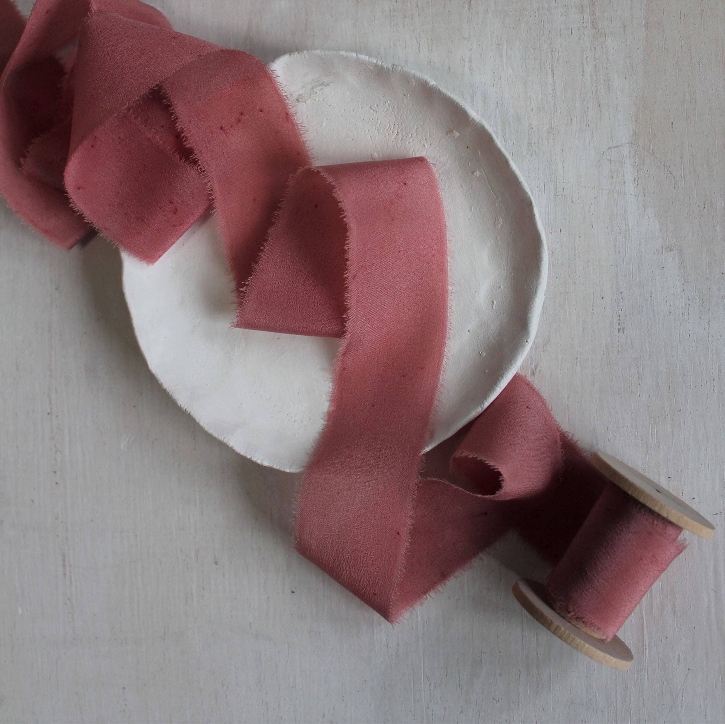ROSEWOOD Silk Crepe de Chine Ribbon Hand Torn *2 Yards