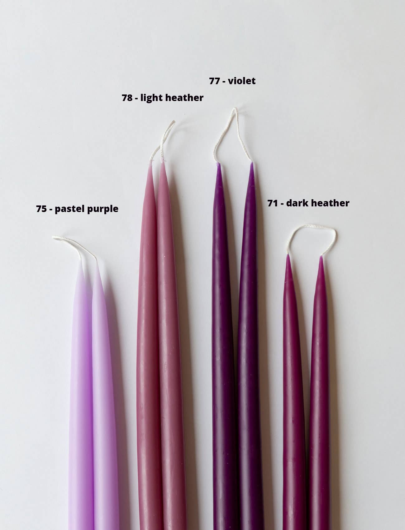 Light Heather Danish Taper Candle | A Pair