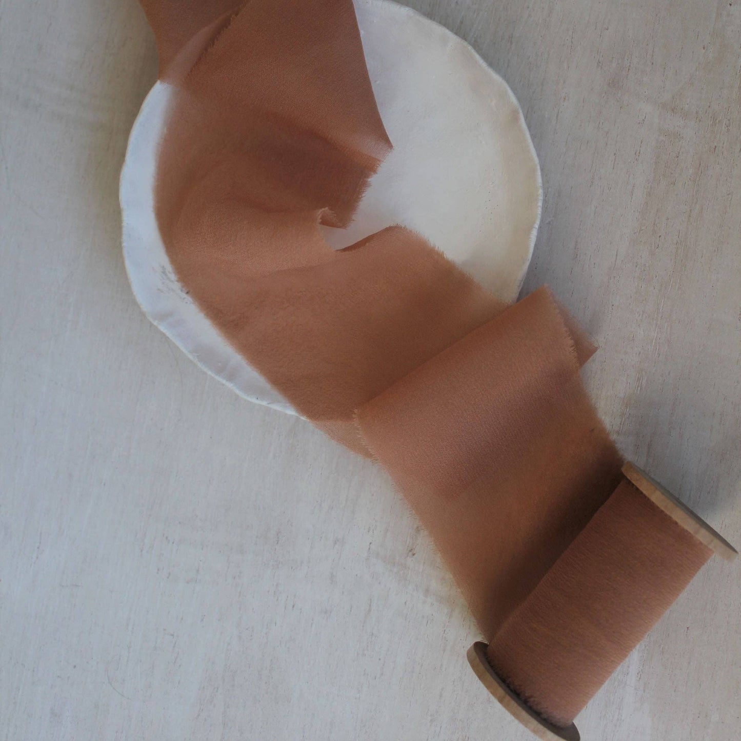 TERRA COTTA Silk Chiffon Ribbon Hand Torn