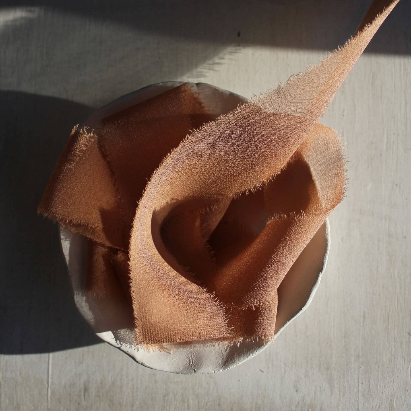 TERRA COTTA Silk Chiffon Ribbon Hand Torn