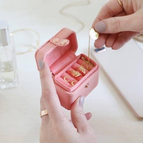 Peach Pink Mini Travel Ring Box